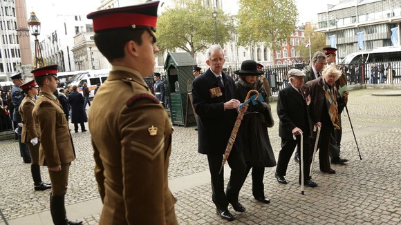 Veterans arriving for a service to mark the 70th anniversary of the Battle of El Alamein, at Westminster Abbey, London.
