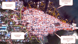 Satellite image obtained by Human Rights Watch shows extensive destruction of property in a largely Rohingya Muslim area of Kyauk Pyu.