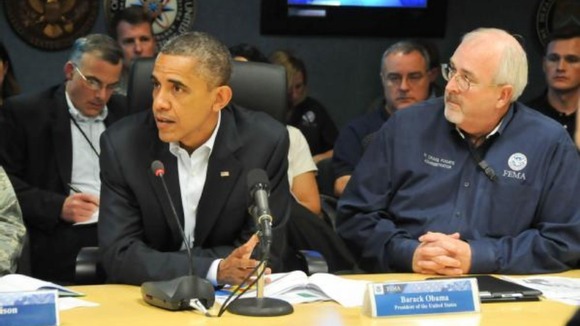 President Obama at a FEMA briefing on Sunday.