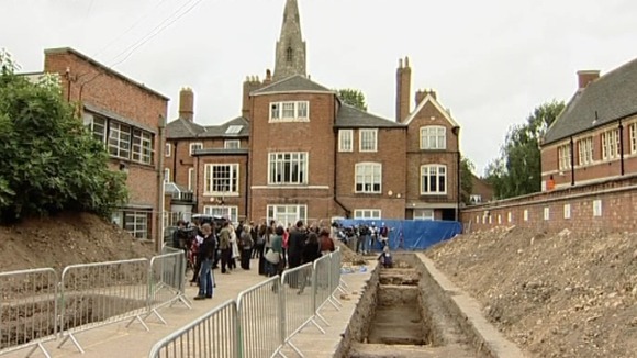 The dig site in the car park in Leicester where the remains were found