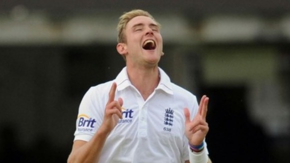 Stuart Broad in action against the West indies in July