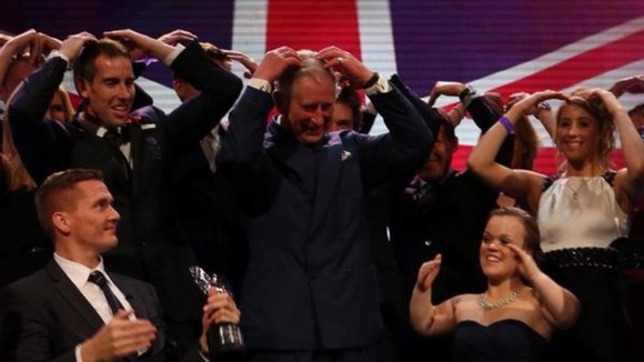 Prince Charles doing the Mobot
