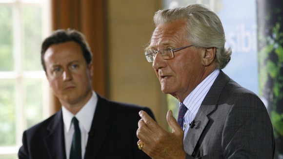 Lord Heseltine at a press conference with then Conservative Party leader David Cameron in 2007.