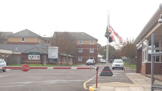 Flags at half mast at Folkestone barracks