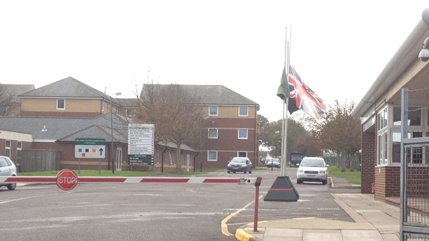 Flags at half mast at Folkestone barracks
