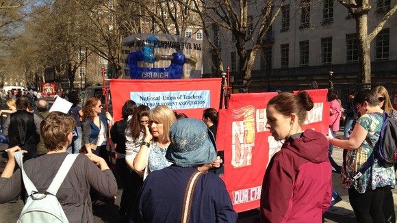 Members from the NUT and UCU