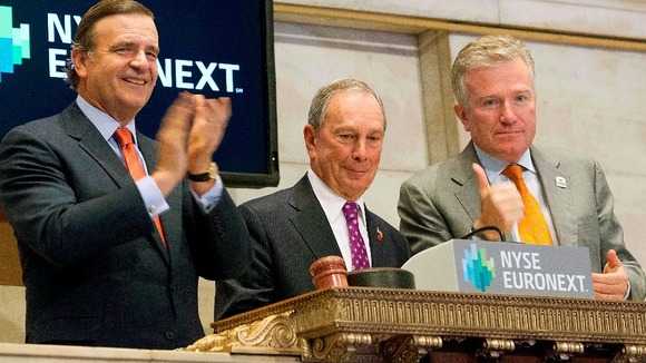 Mayor Bloomberg rings the opening bell in New York.