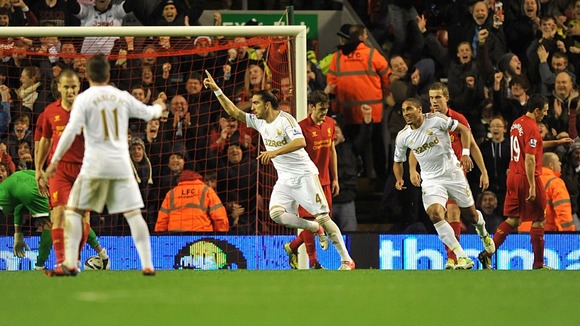 Chico celebrates scoring Swansea's opener