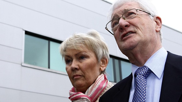 Christopher Tappin, with his wife Elaine at Heathrow police station, where he was handed over to US marshals in February