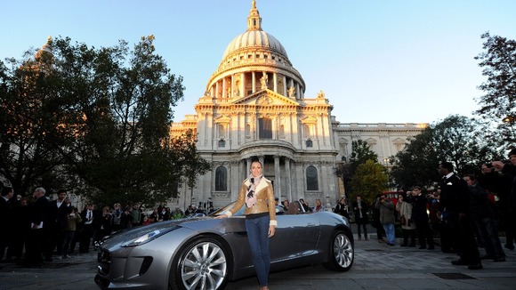 Olympic gold medallist Jessica Ennis outside St Paul's Cathedral.