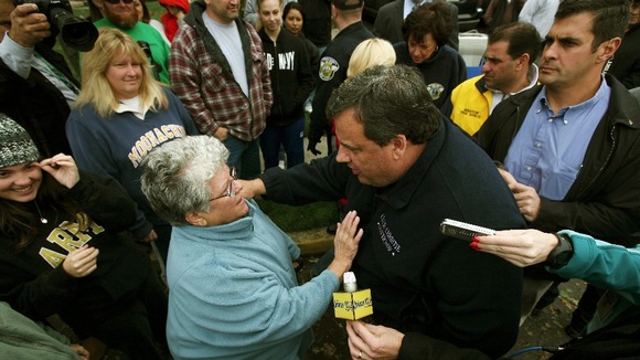 New Jersey Governor Chris Christie and Moonachie resident Elide Vlacancich