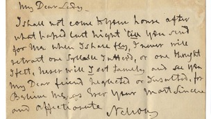 Nelson's letter will be auctioned by Bonham's