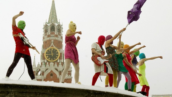 Punk band Pussy Riot were detained after this performance in Moscow's Red Square