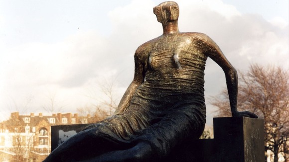 Henry Moore's sculpture Draped Seated Woman.