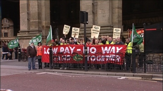 The rail route cleaners have been striking down at Newcastle Central Station