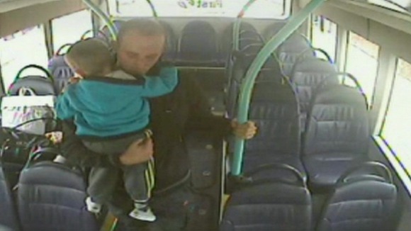 Daniel Rigby with Rio on the bus the day before he murdered the toddler