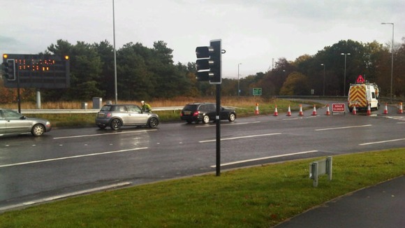 The road is shut between Kemplay Bank roundabout in Penrith and Appleby.