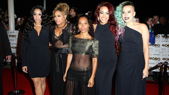 Alex Buggs, Tionne "Tboz" Watkins, Rozanda "Chilli" Thomas, Karis Anderson and Courtney Rumbold arriving for the MOBO Awards 2012.