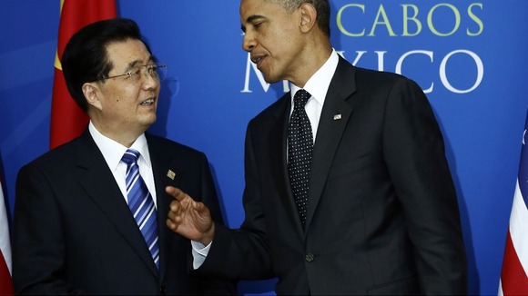 President Obama with China's President Hu Jintao at the G20 Summit in Los Cabos