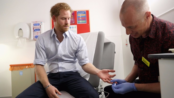 Prince Harry was pictured having a HIV test last year.