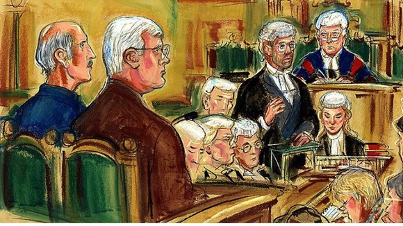 Court sketch of Michael Boyle and David Roads