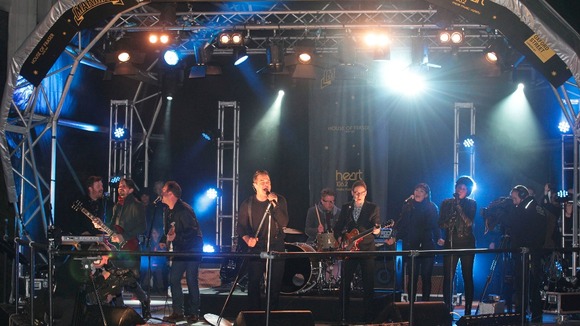 Robbie Williams performs at the Oxford Street Christmas lights switch-on celebrations