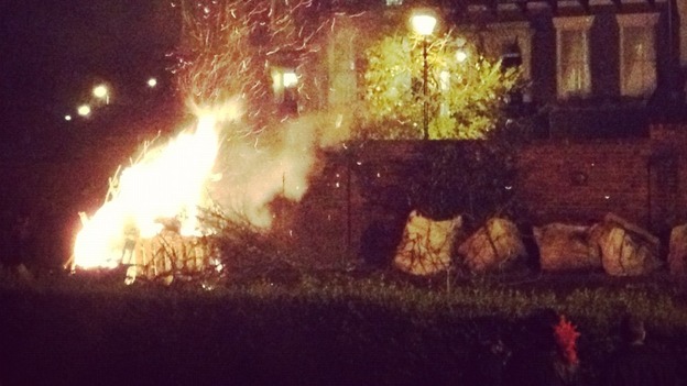A bonfire burns bright at Summerhill Square
