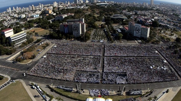 Hundreds of thousands of people gathered for mass in Cuba.