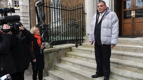 Steve Messham, one of the abuse victims in the North Wales children's home scandal, at Gwydyr House, the Wales Office on Whitehall,