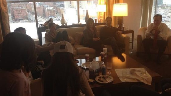 An aide of Mitt Romney posts a picture of the defeated Republican candidate with his family this morning