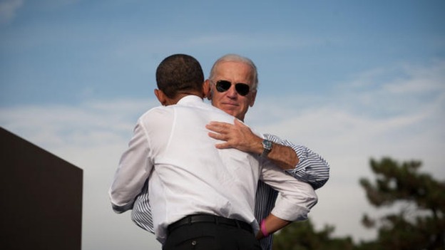 Joe Biden's team has posted this picture of the Vice President embracing Barack Obama