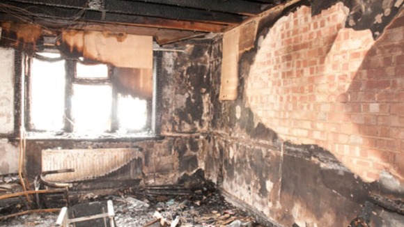 Damage caused by the fire which is believed to have started in the living room at the back of the house.