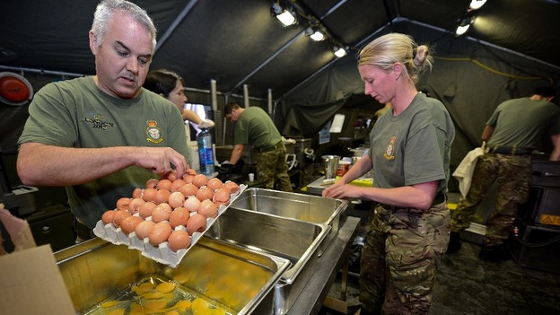 Royal Air Force No 3. Mobile Catering Squadron helping support homeless charity Centrepoint