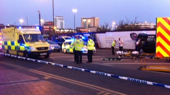 Road closed after crash with police and ambulances
