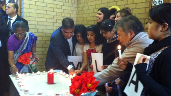 Candles are lit in support of Malala and her campaign for equal rights to education