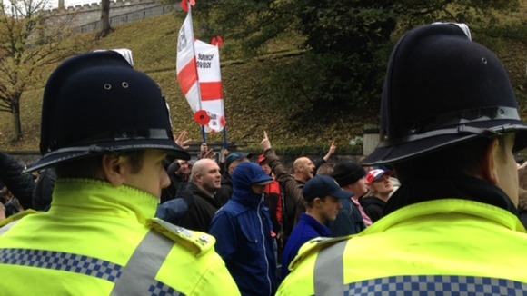 EDL marchers in Norwich