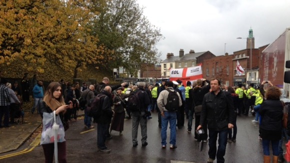 Marchers in Castle Meadow, Norwich