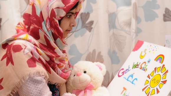 Malala Yousufzai is recovering in hospital in Birmingham after being shot in the head by Taliban gunmen in Pakistan.