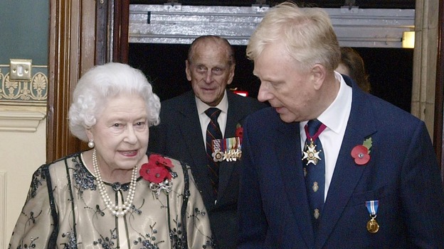 The Queen is greeted by the President of the Royal British Legion Vice-Admiral Peter Wilkinson.