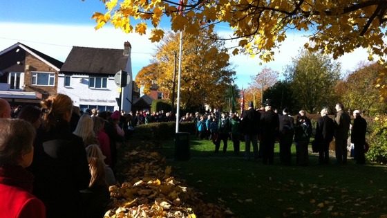 Residents and service personnel at the Remembrance Sunday service in Breaston, Derbyshire