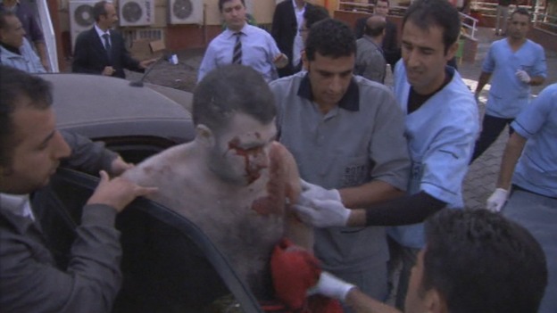 Aftermath of Syrian jet attack on border town
