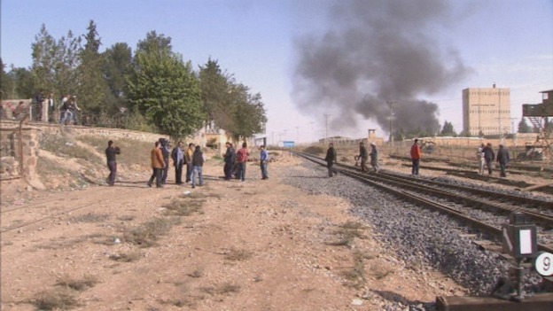 Aftermath of Syrian jet attack on border town
