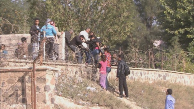 Aftermath of Syrian jet attack on border town