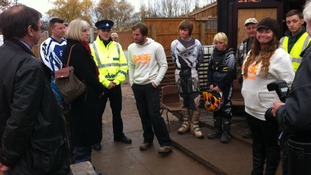 Home Secretary Theresa May meets young people who are taught riding skills and first aid at the project