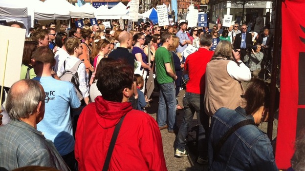 Teachers in the Old Market Square in Nottingham