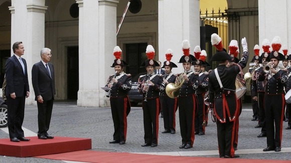 David Cameron with the Italian PM Mario Monti in Rome