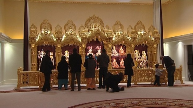 Prayers at a Hindu Temple in Leicester