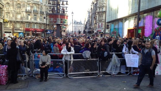 Crowds gather in Leicester square ahead of Twilight movie premiere.
