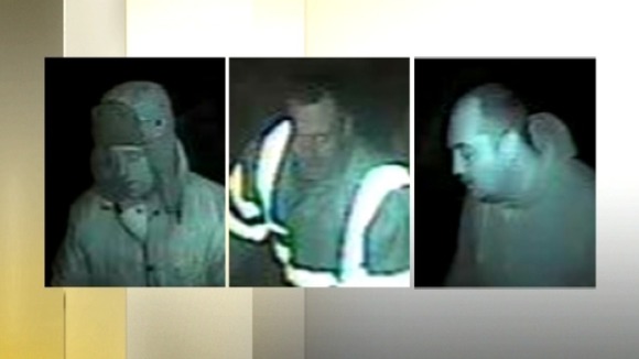 These stills show three men who were involved in the raid on the bouncy castle business in Rowley Regis