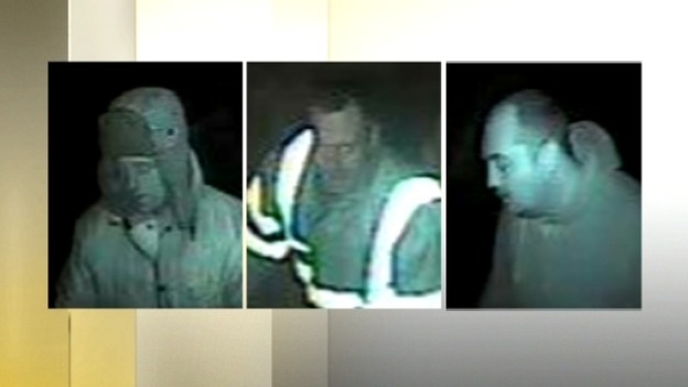 These stills show three men who were involved in the raid on the bouncy castle business in Rowley Regis
